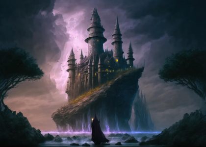 Castillo mágico en un reino de fantasía
